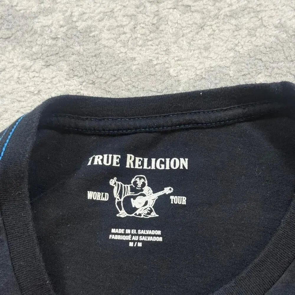 True Religion Shirt Mens Black Palm Tree Beach Graphic T-Shirt Fits like a small